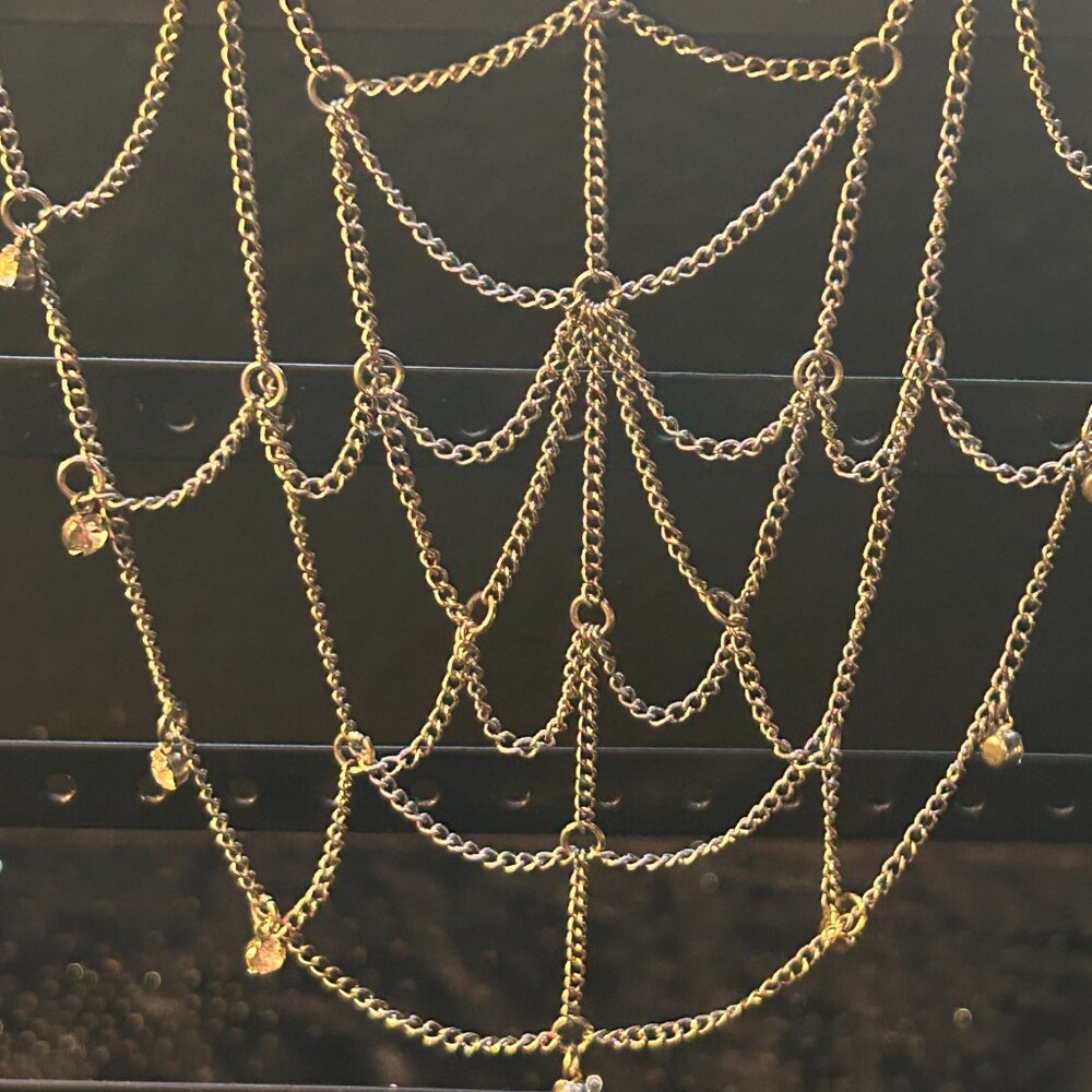 Spiderweb necklace, chain spider web necklace with rhinestones